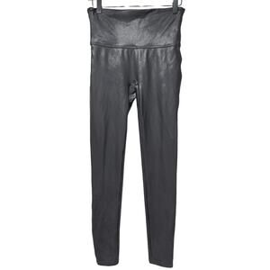 Spanx Black Size Large Faux Leather Leggings Shaping High Waisted Flattering
